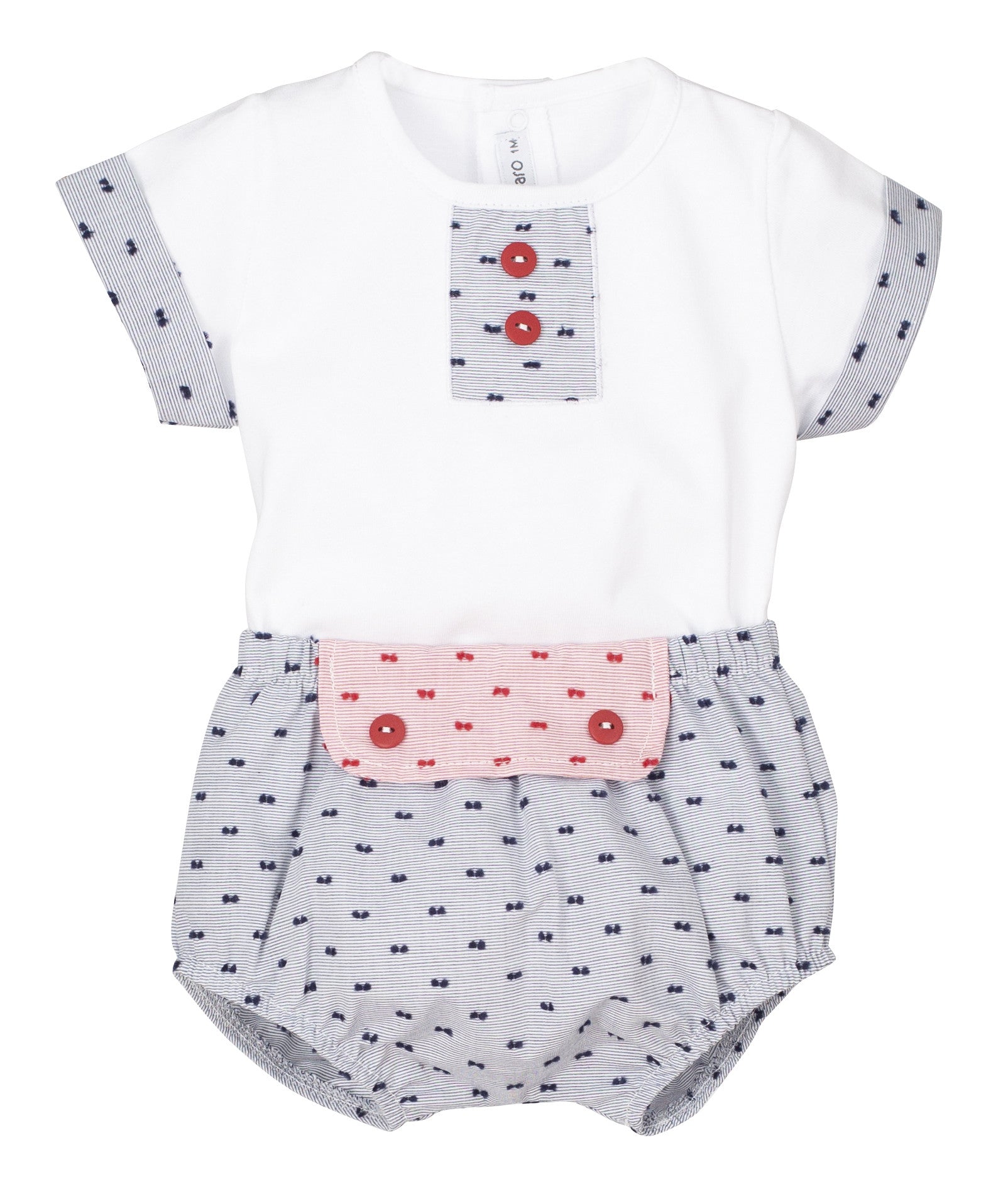 Completo Con Culotte In Plumetis E Maglia Neonato CALAMARO 17725 - CALAMARO - LuxuryKids