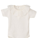 Body In Cotone Mezza Manica Con Collo Rouche Neonata CALAMARO 19068 - CALAMARO - LuxuryKids