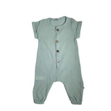 Salopette In Garza Di Cotone Mezza Manica Verde Bambino-a Unisex CALAMARO 32377 - CALAMARO - LuxuryKids