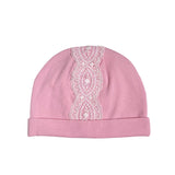 Cappello In Jersey Di Cotone Con Pizzo Rosa Antico Neonata TETO E TATTA CA1680 - TETO E TATTA - LuxuryKids