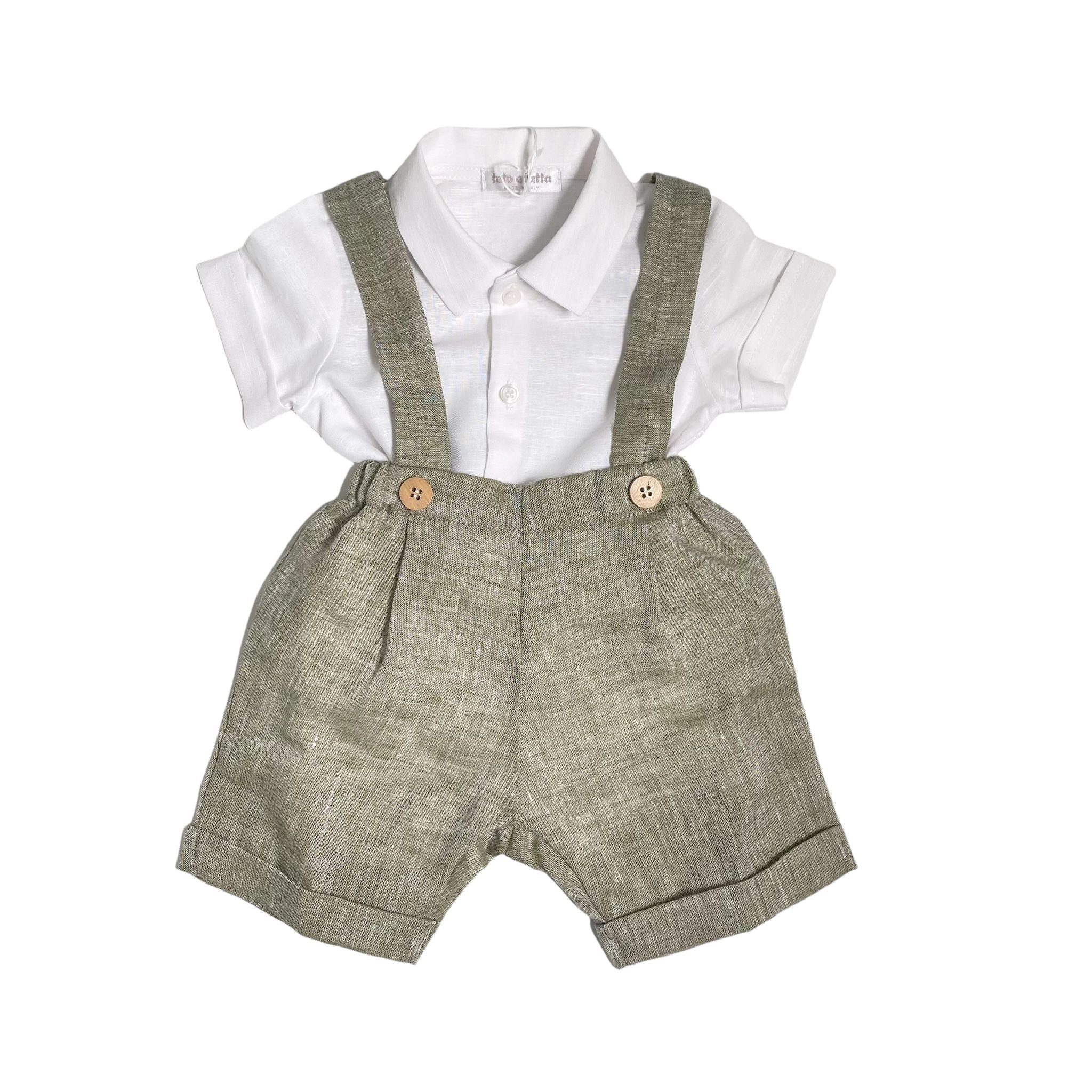 Completo Elegante In Lino Con Salopette Neonato TETO E TATTA CB1550 - TETO E TATTA - LuxuryKids