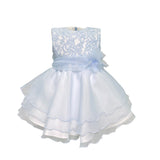 Abito Elegante Smanicato Con Corpetto In Pizzo Celeste Neonata BUFI B1194A - BUFI - LuxuryKids