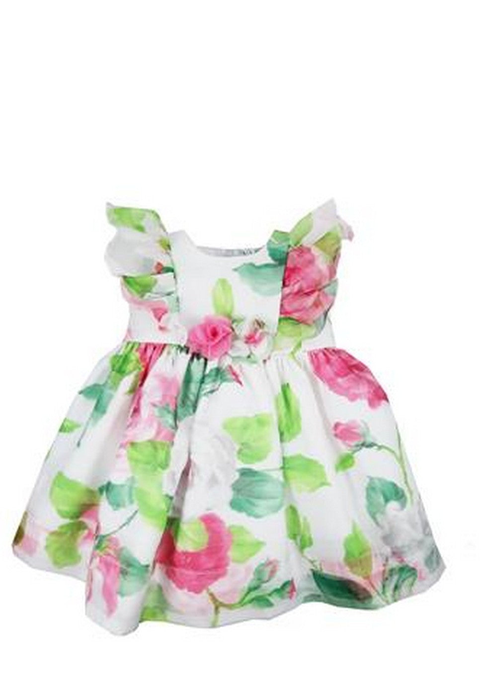 Abito Elegante Smanicato In Organza Fantasia Floreale Neonata NINNAOH E2259 - NINNAOH - LuxuryKids