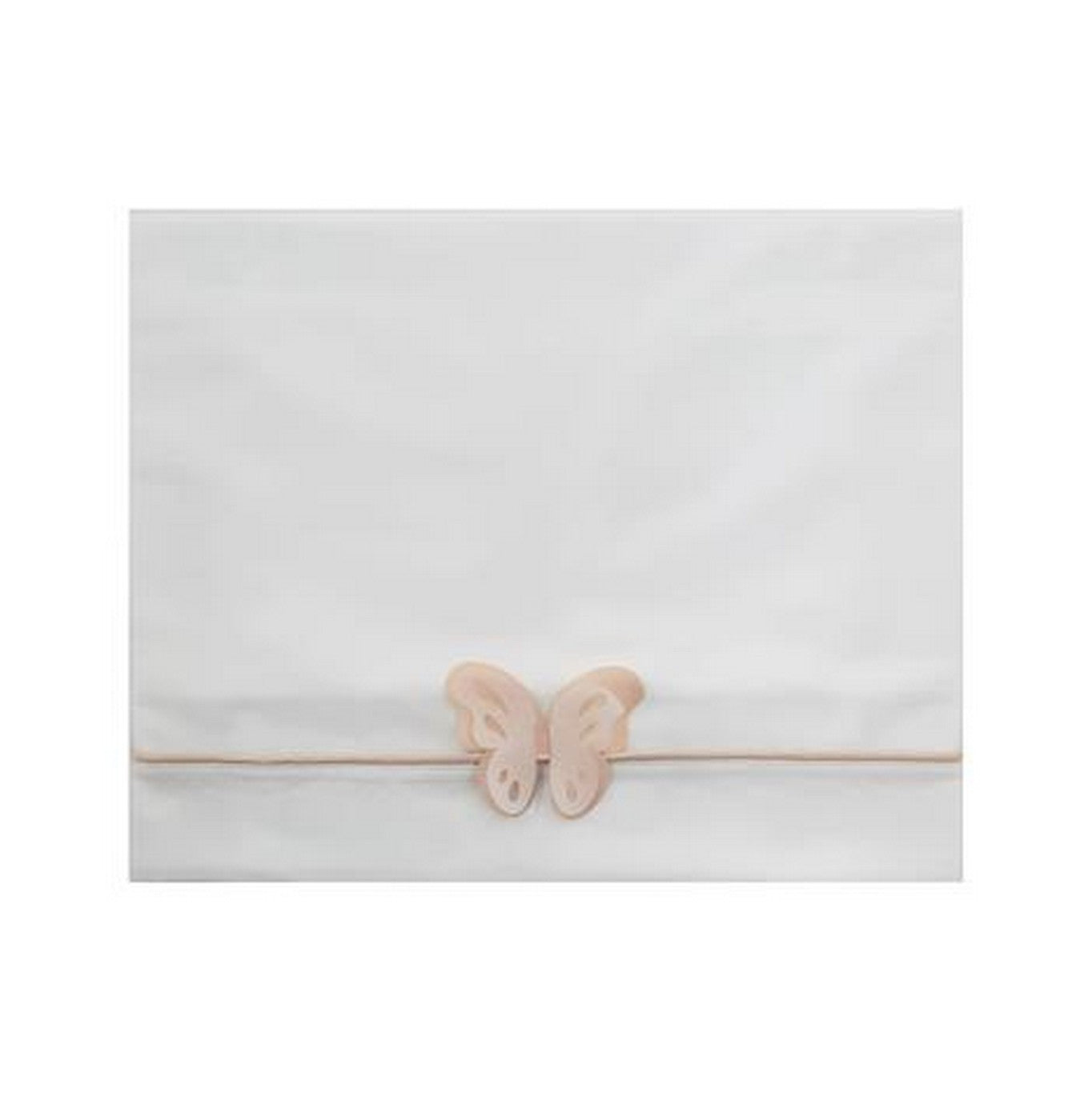 Lenzuolino Per Carrozzina In Cotone Bianco Con Farfalla Beige Neonata NINNAOH E22LE9 - NINNAOH - LuxuryKids