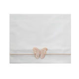 Lenzuolino Per Carrozzina In Cotone Bianco Con Farfalla Beige Neonata NINNAOH E22LE9 - NINNAOH - LuxuryKids