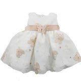 Abito Elegante Smanicato Battesimale Con Culotte Fantasia Farfalle In Cotone Neonata NINNAOH E22109 - NINNAOH - LuxuryKids