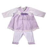 Tutina Spezzata In Cotone E Lino Bianca E Lilla Neonata LA SARTORIA DEI PICCOLI LV104 - LA SARTORIA DEI PICCOLI - LuxuryKids