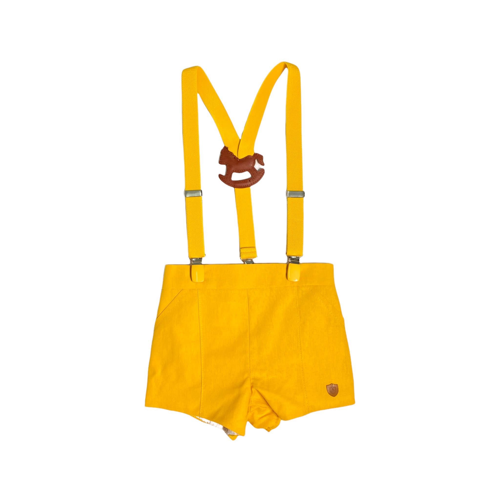 Pantaloncino Corto In Cotone Con Bretelle E Cavalluccio Neonato YOEDU 3993 - YOEDU - LuxuryKids