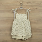 Completo Con Bermuda E Top In Cotone Beige Con Stampa Bambina BABIDU 43483 - BABIDU - LuxuryKids