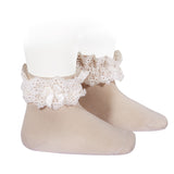 Calzini In Cotone Corti Con Pizzo E Fiocco Bambina CONDOR 484C - Condor - LuxuryKids