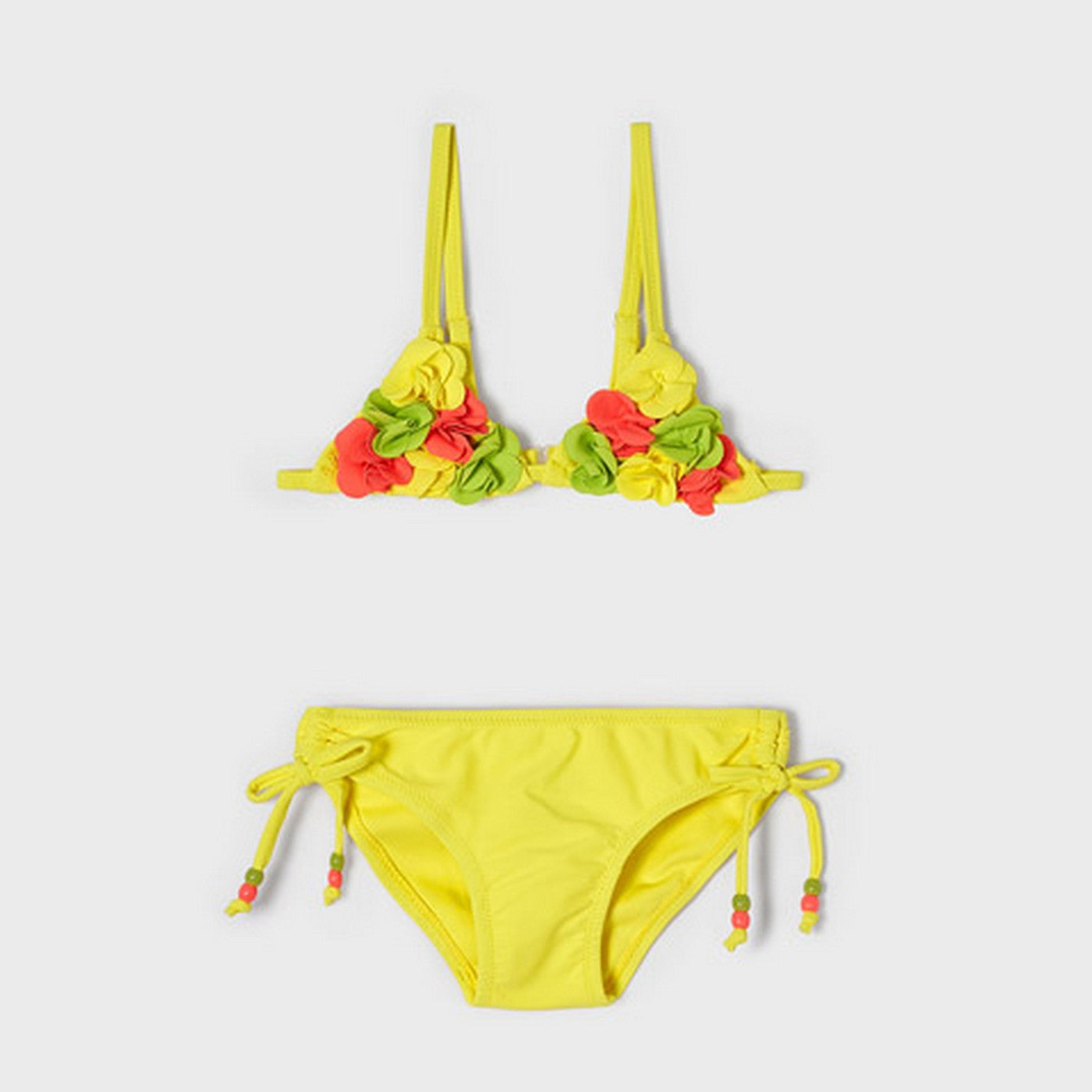 Costume Spezzato Giallo Con Fiori Colorati Bambina MAYORAL 3767 - MAYORAL - LuxuryKids