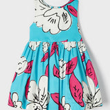 Abito Smanicato In Cotone Celeste Con Stampa Colorata Bambina MAYORAL 3916 - MAYORAL - LuxuryKids