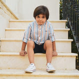 Camicia Manica Lunga In Cotone Con Fantasia A Righe Bambino JOSè VARON 42181 - JOSè VARON - LuxuryKids