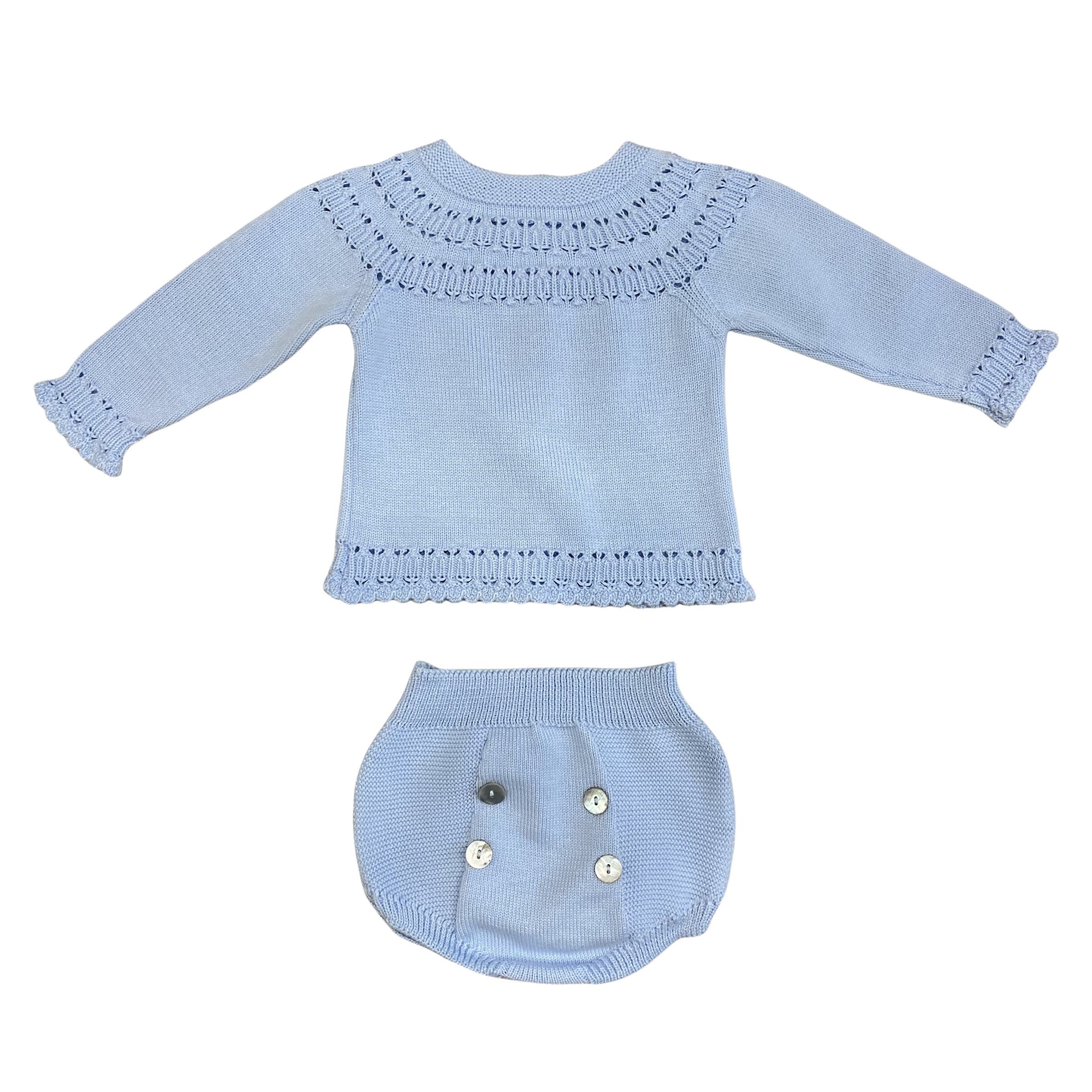 Completino Manica Lunga Con Culotte In Filo Con Bottoncini Neonato GRANLEI 296 - GRANLEI - LuxuryKids