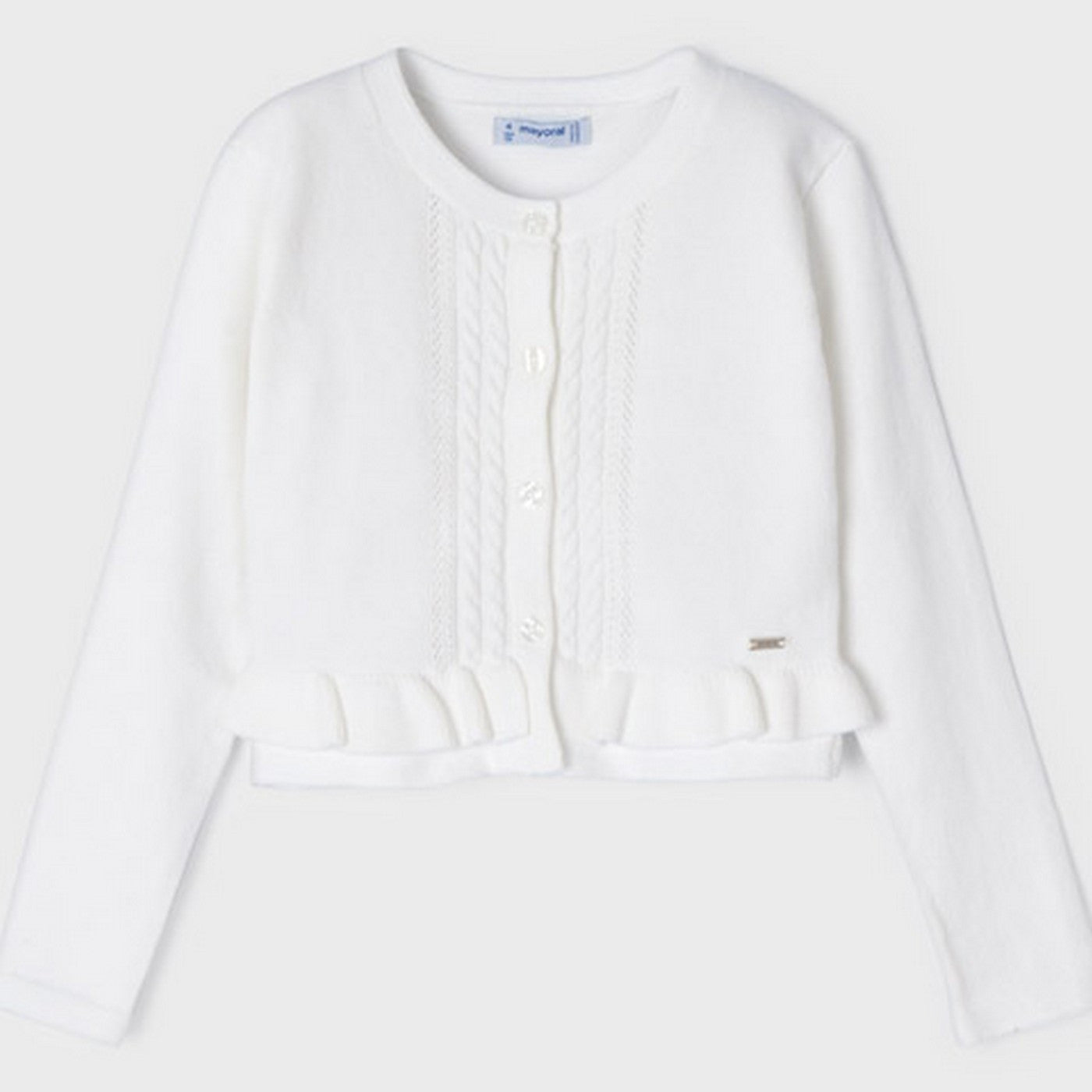 Cardigan Bianco Traforato In Cotone Bambina MAYORAL 3341 - MAYORAL - LuxuryKids