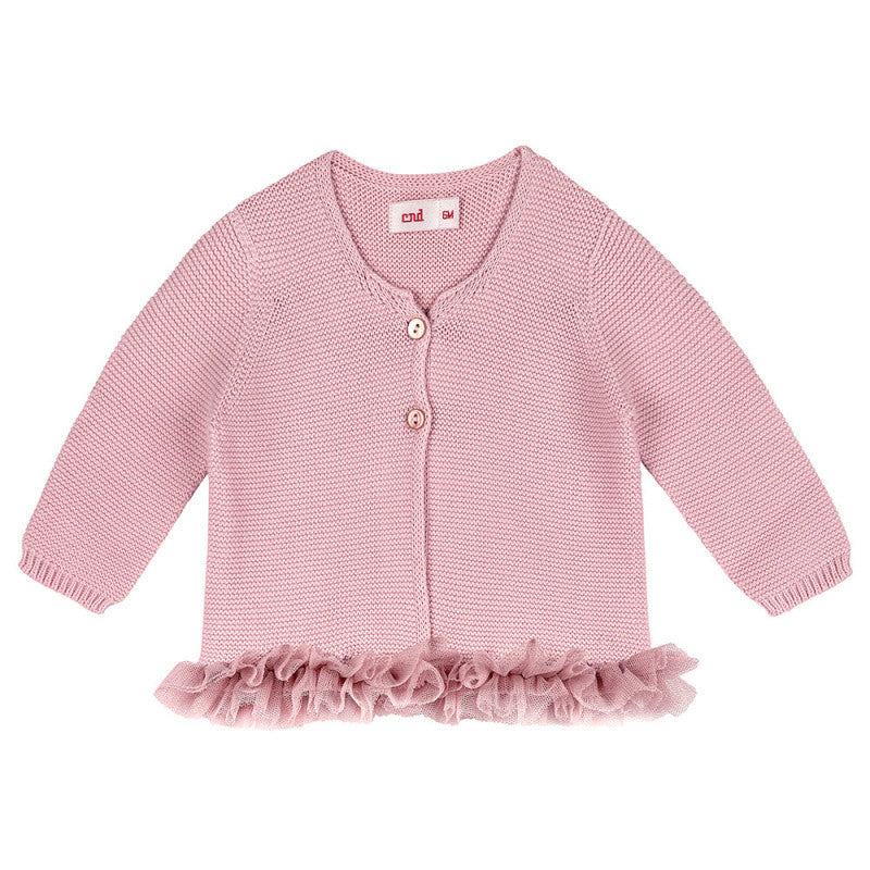 Cardigan Punto Legaccio con Tulle Cotone Neonata Condor 521010 - Condor - LuxuryKids