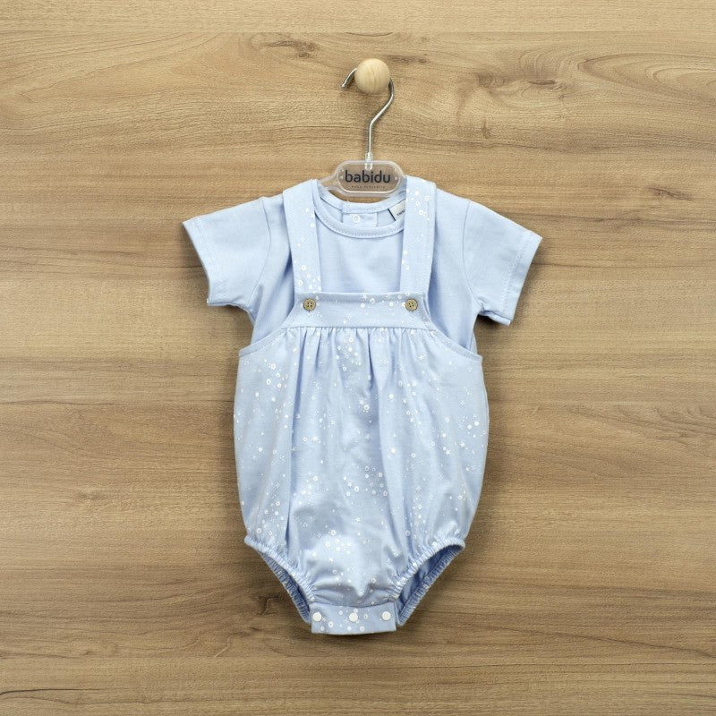 Completo Salopette E Maglietta Verde Fantasia Stella In Cotone Unisex BABIDU 11228 - BABIDU - LuxuryKids