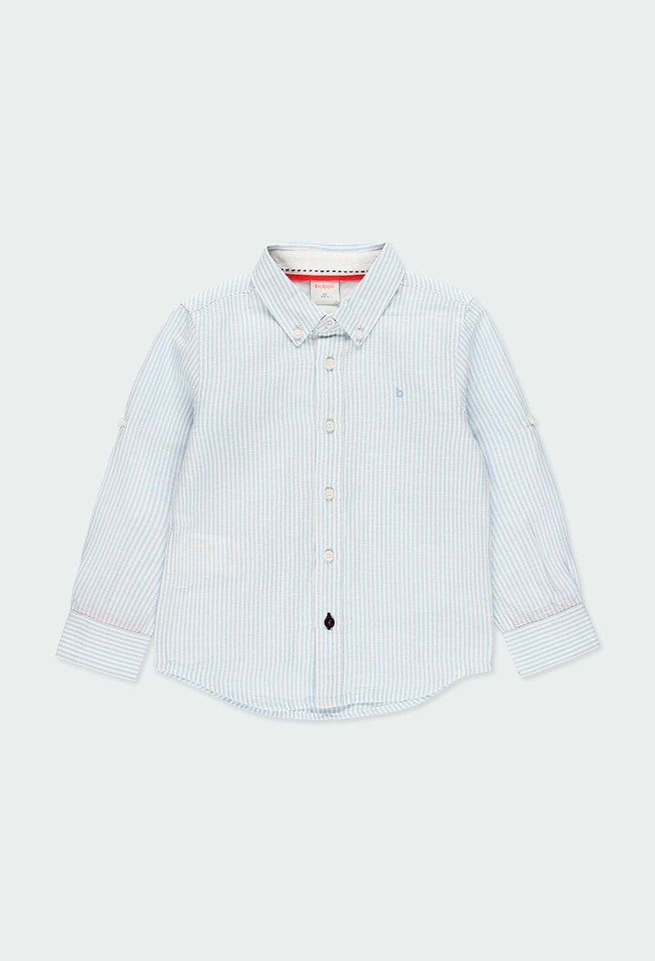 Camicia Manica Lunga Fantasia A Righe In Misto Lino Bambino BOBOLI 734228 - BOBOLI - LuxuryKids
