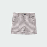 Bermuda In Lino Fantasia A Righe Bianco Grigio Bambino BOBOLI 714248 - BOBOLI - LuxuryKids
