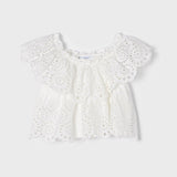 Blusa Bianca Traforata In Cotone Bambina MAYORAL 3133 - MAYORAL - LuxuryKids