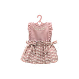 Completo Maglietta Gonna E Culotte Rosa Antico Con Ricami In Rilievo Bambina VALENTINA BEBES BSS3 - VALENTINA BEBES - LuxuryKids