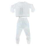 Tutina Spezzata Antipanico In Filo Bianco Con Lavorazioni Unisex Neonati WEDOBLE 01301A - WEDOBLE - LuxuryKids