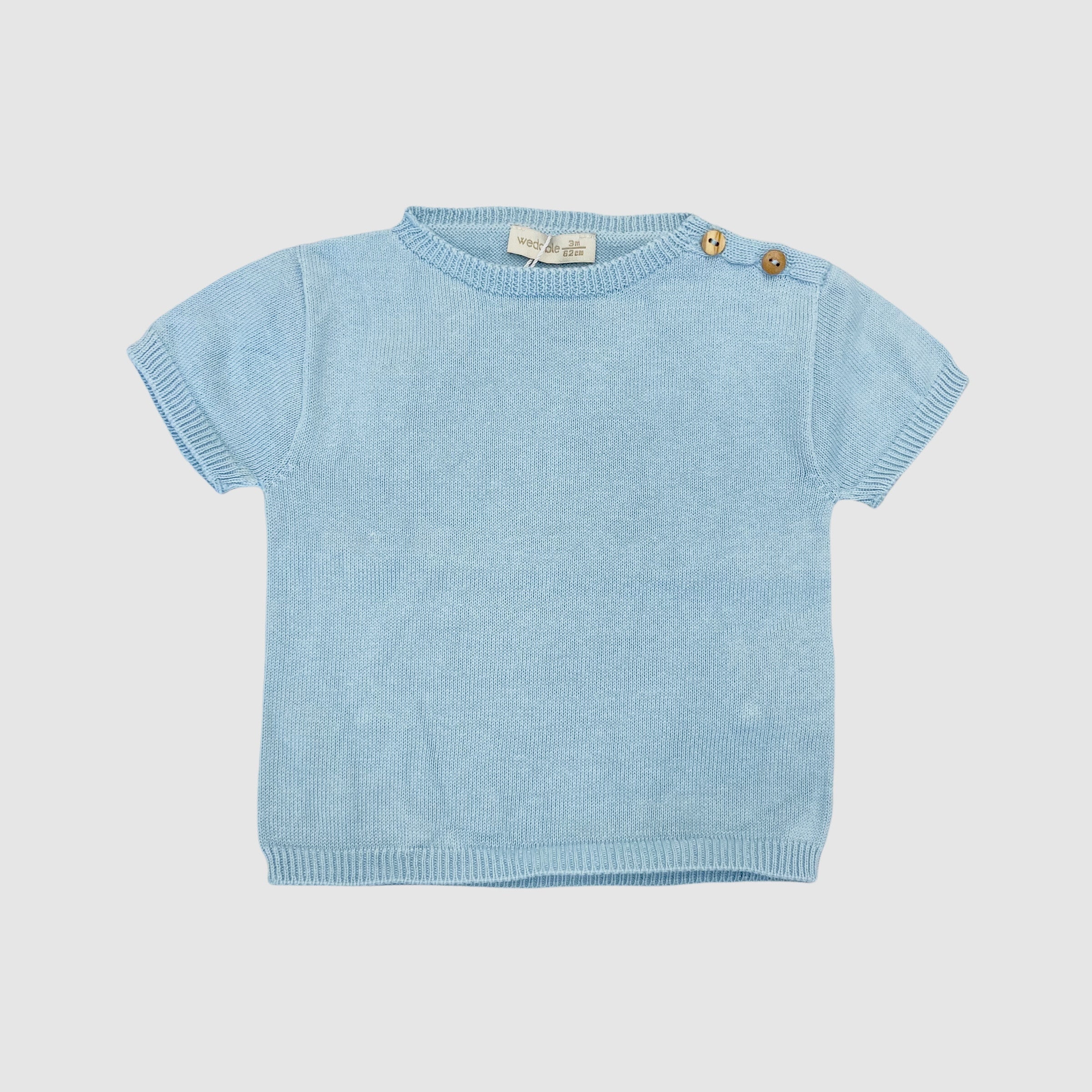 Maglietta Mezza Manica In Filo Azzurro Unisex Neonati WEDOBLE 10301C - WEDOBLE - LuxuryKids