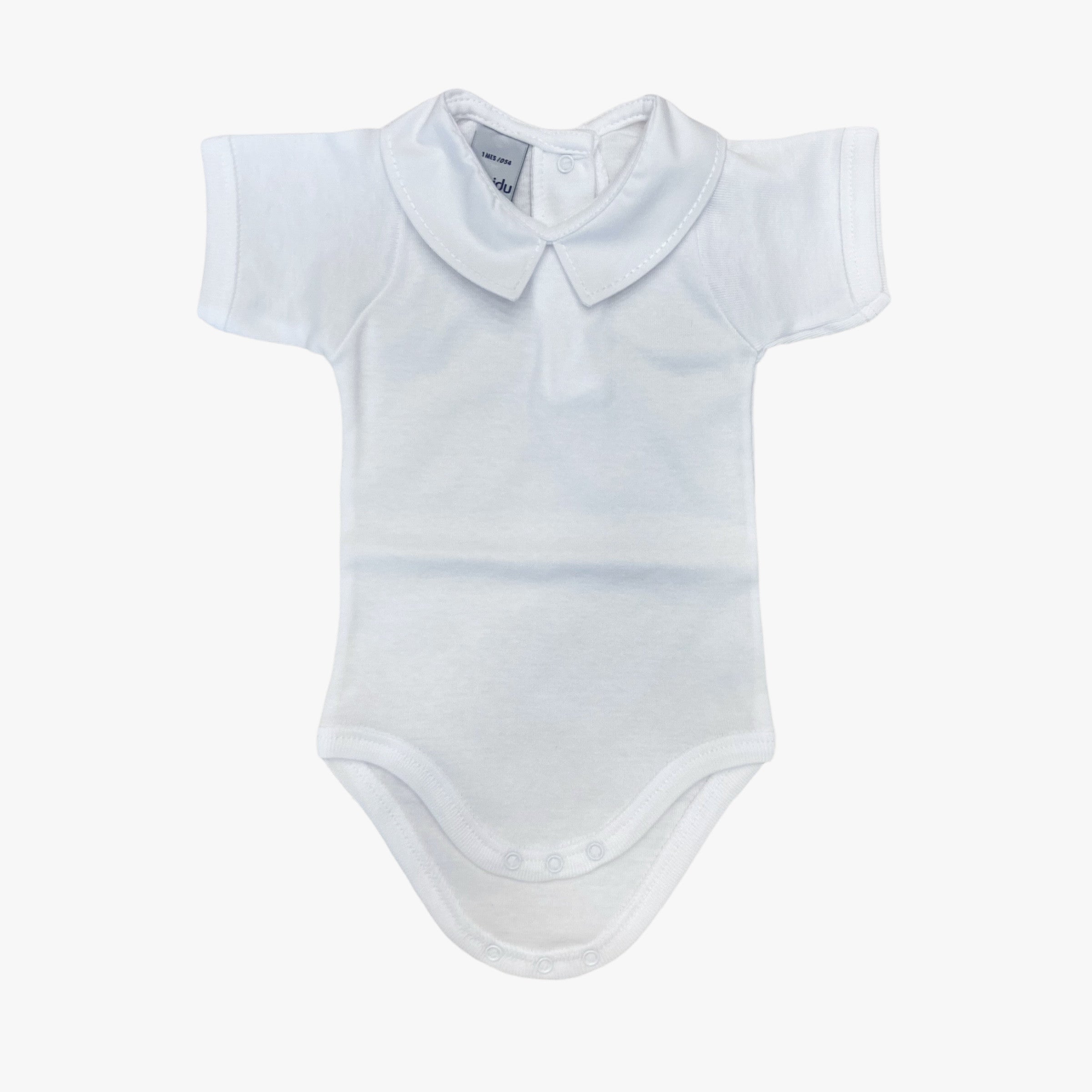 Body Mezza Manica Colletto Camicia Bianco In Cotone Neonati BABIDU 1184 - BABIDU - LuxuryKids