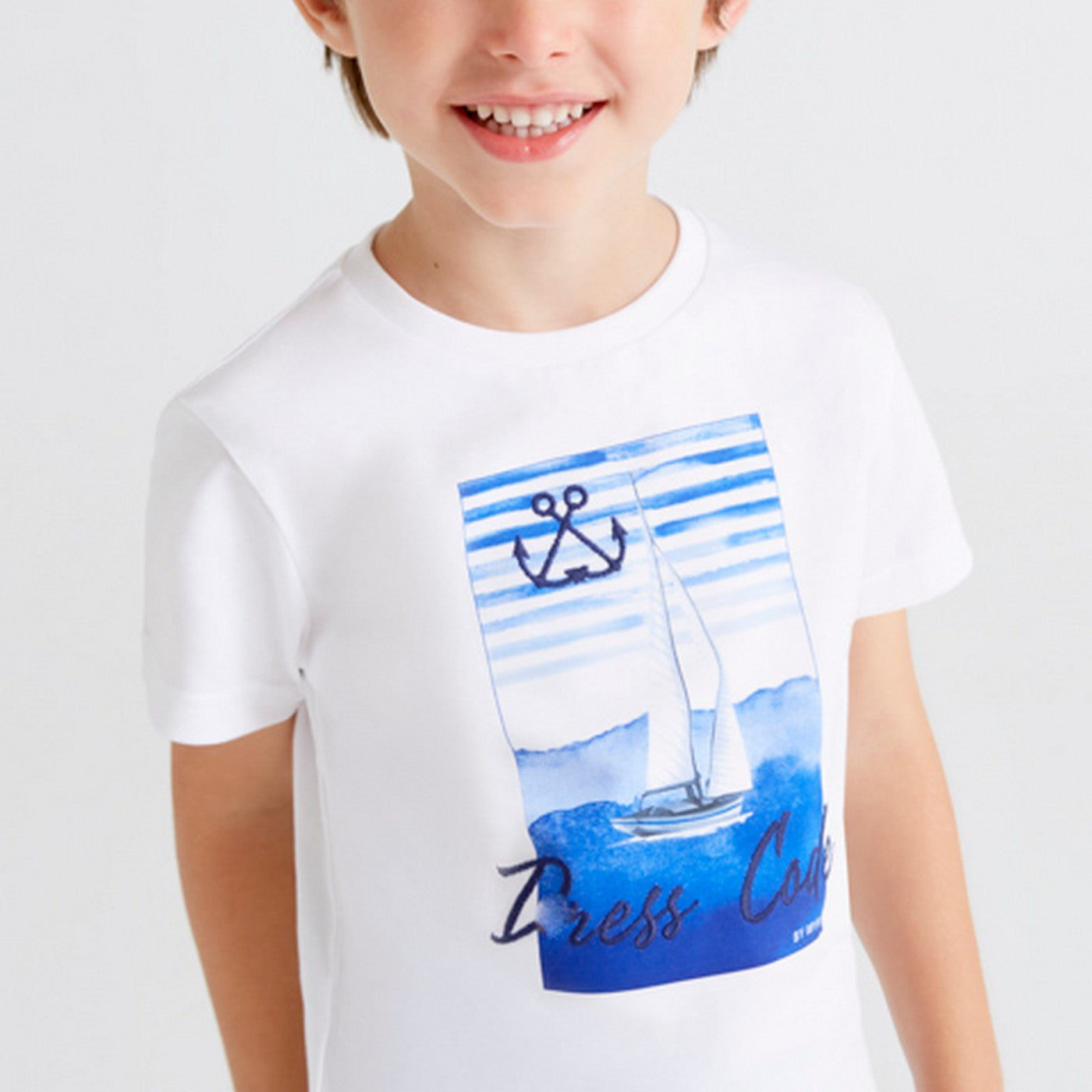 T-Shirt Mezza Manica Stampata In Cotone Bianca Bambino MAYORAL 3001M - MAYORAL - LuxuryKids