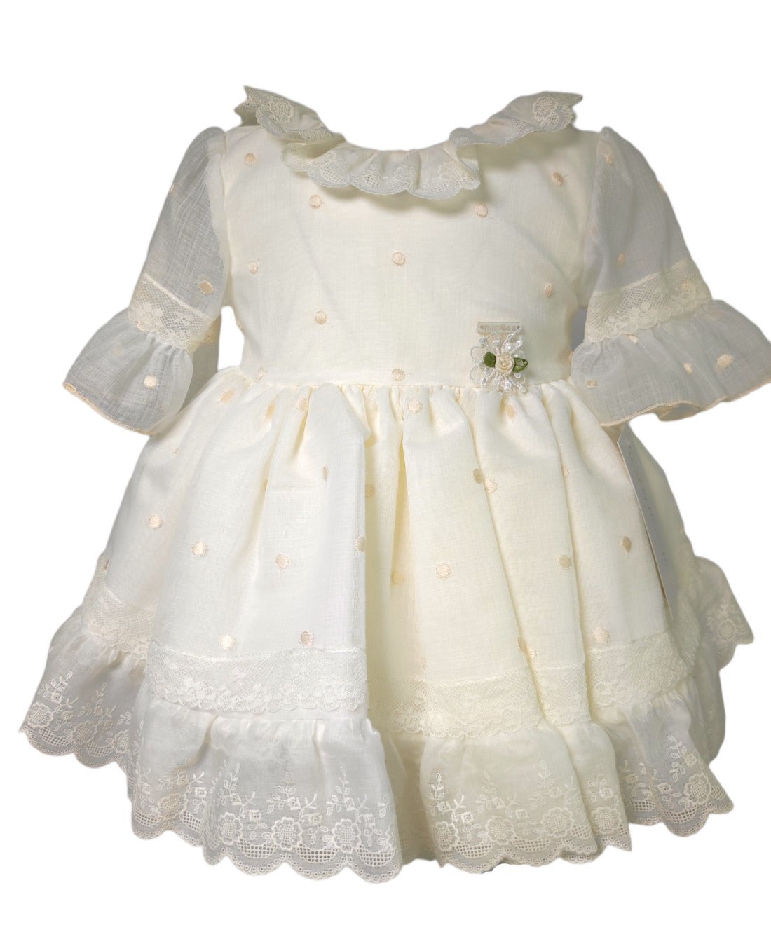 Abito Elagante Cerimonia Con Culotte In Cotone Panna Neonata MIMOSA AMANDAM - MIMOSA - LuxuryKids