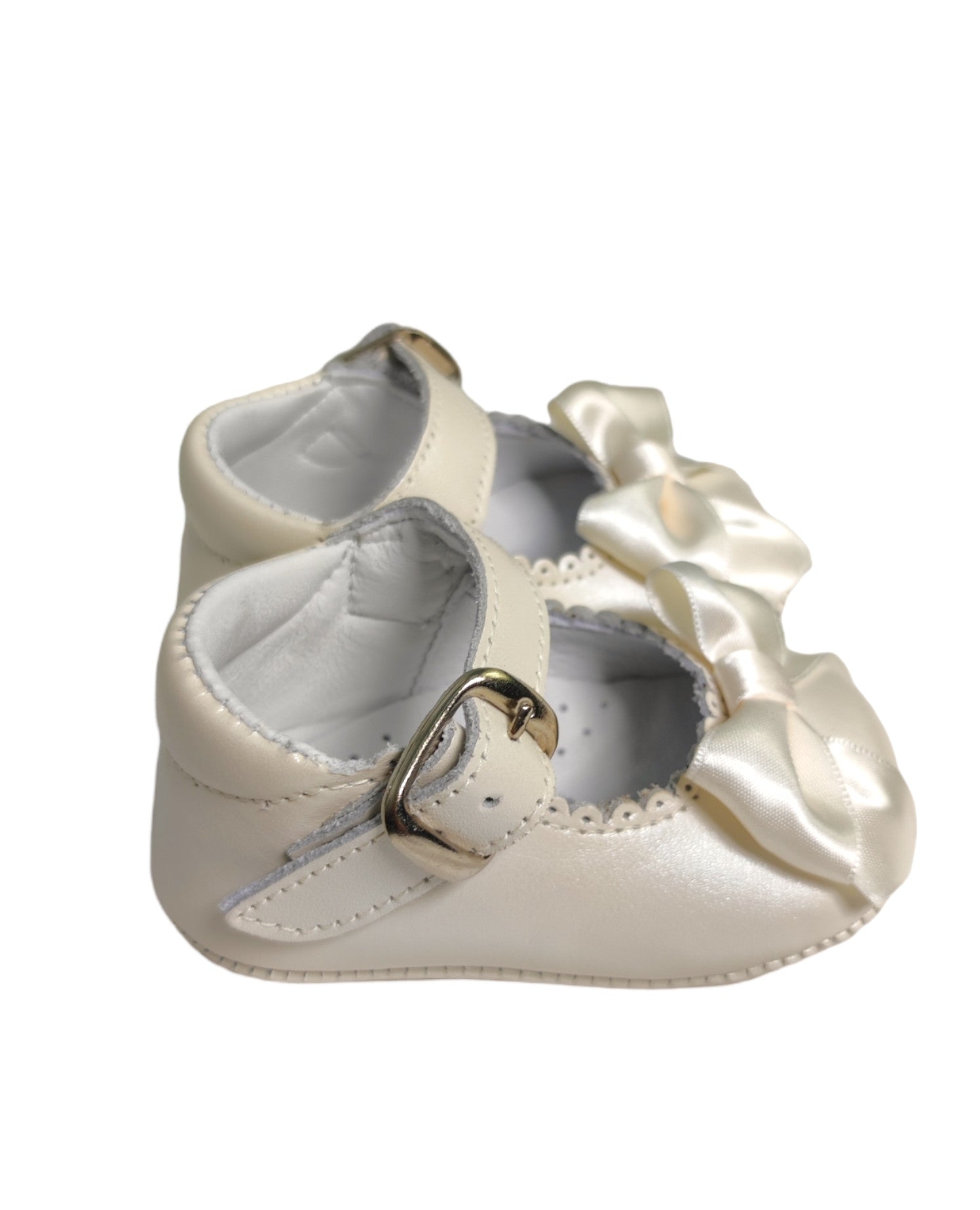 Scarpa Da culla In Vera Pelle Ballerina Con Fiocco In Raso Neonata PANYNO A2608 - PANYNO - LuxuryKids