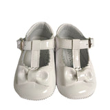 Scarpe Da Culla Modello Ballerina In Vernice Bianca Con Fiocco Neonata PANYNO A2307V - PANYNO - LuxuryKids