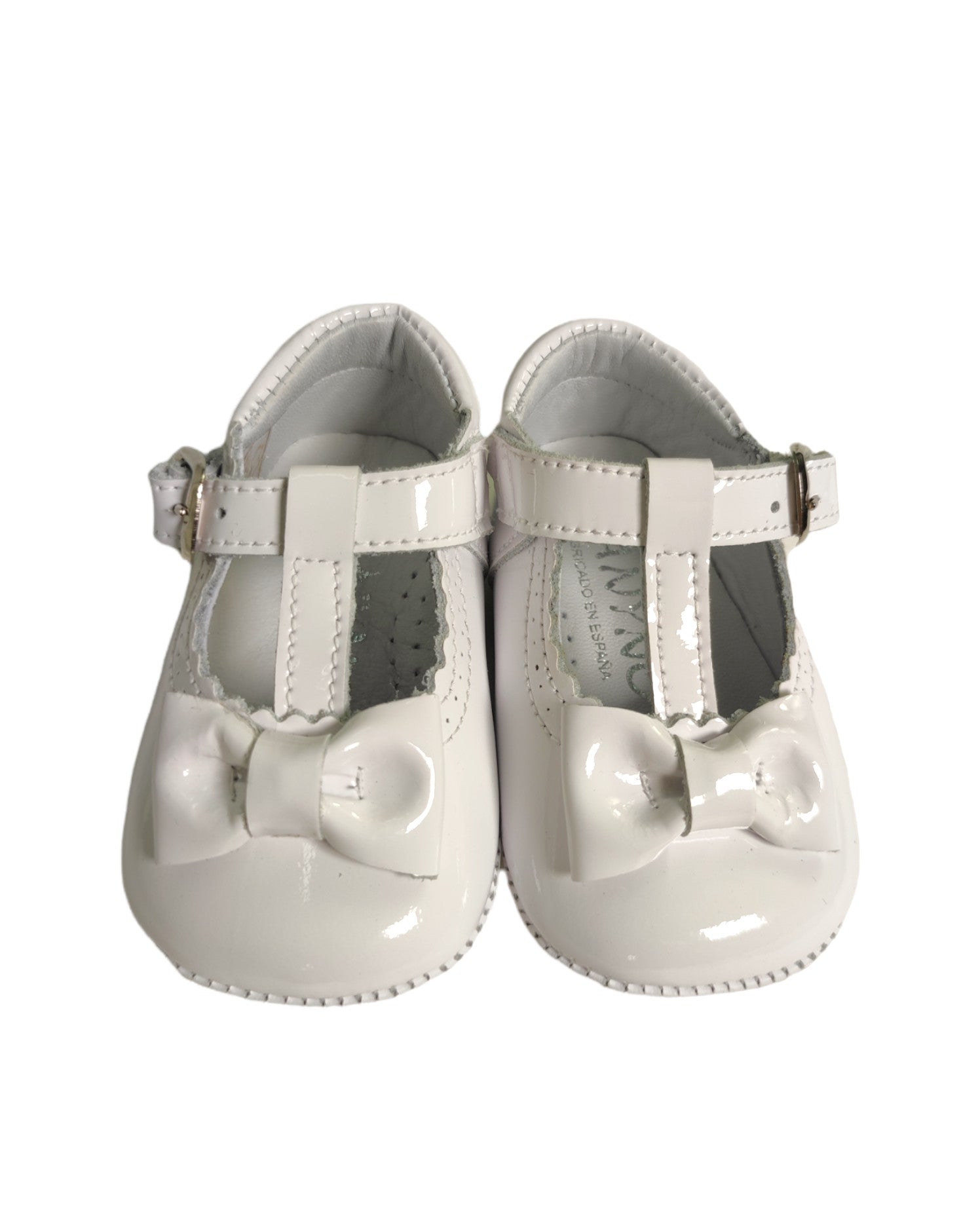 Scarpe Da Culla Modello Ballerina In Vernice Bianca Con Fiocco Neonata PANYNO A2307V - PANYNO - LuxuryKids