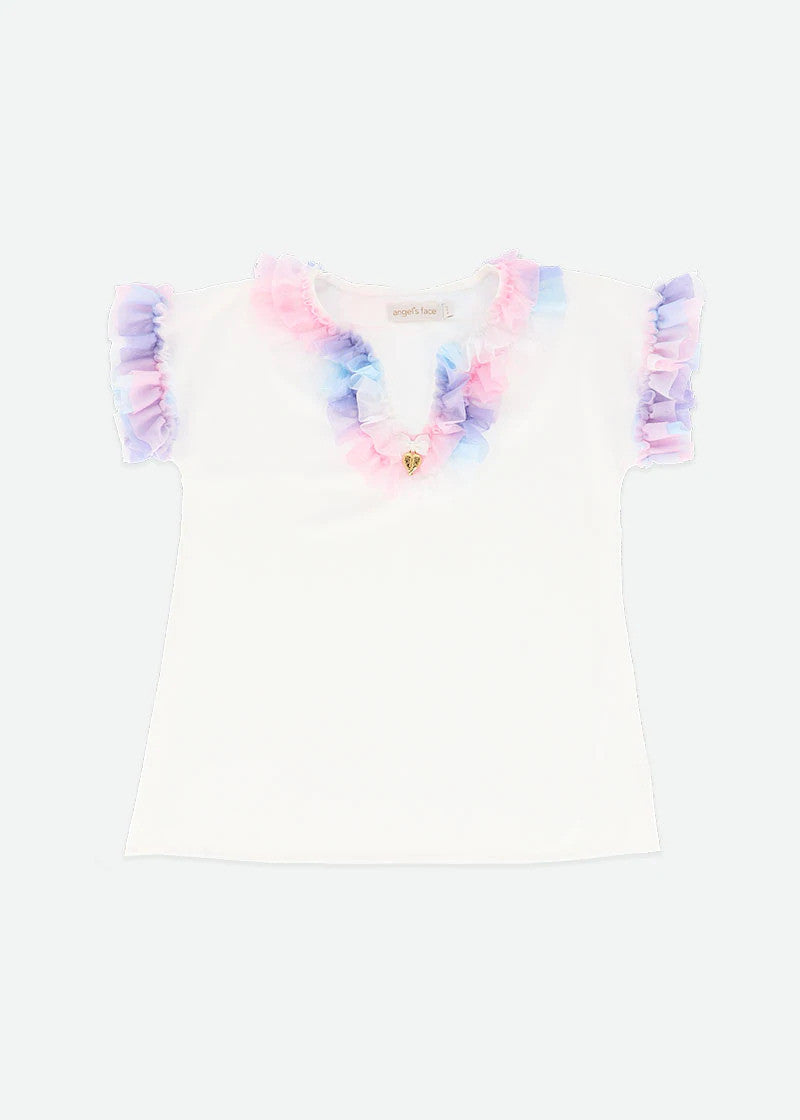 Caftano Bianco Mezza Manica Con Tulle Bambina ANGEL'S FACE VIOLETS.KAFTAN - Angel's Face - LuxuryKids