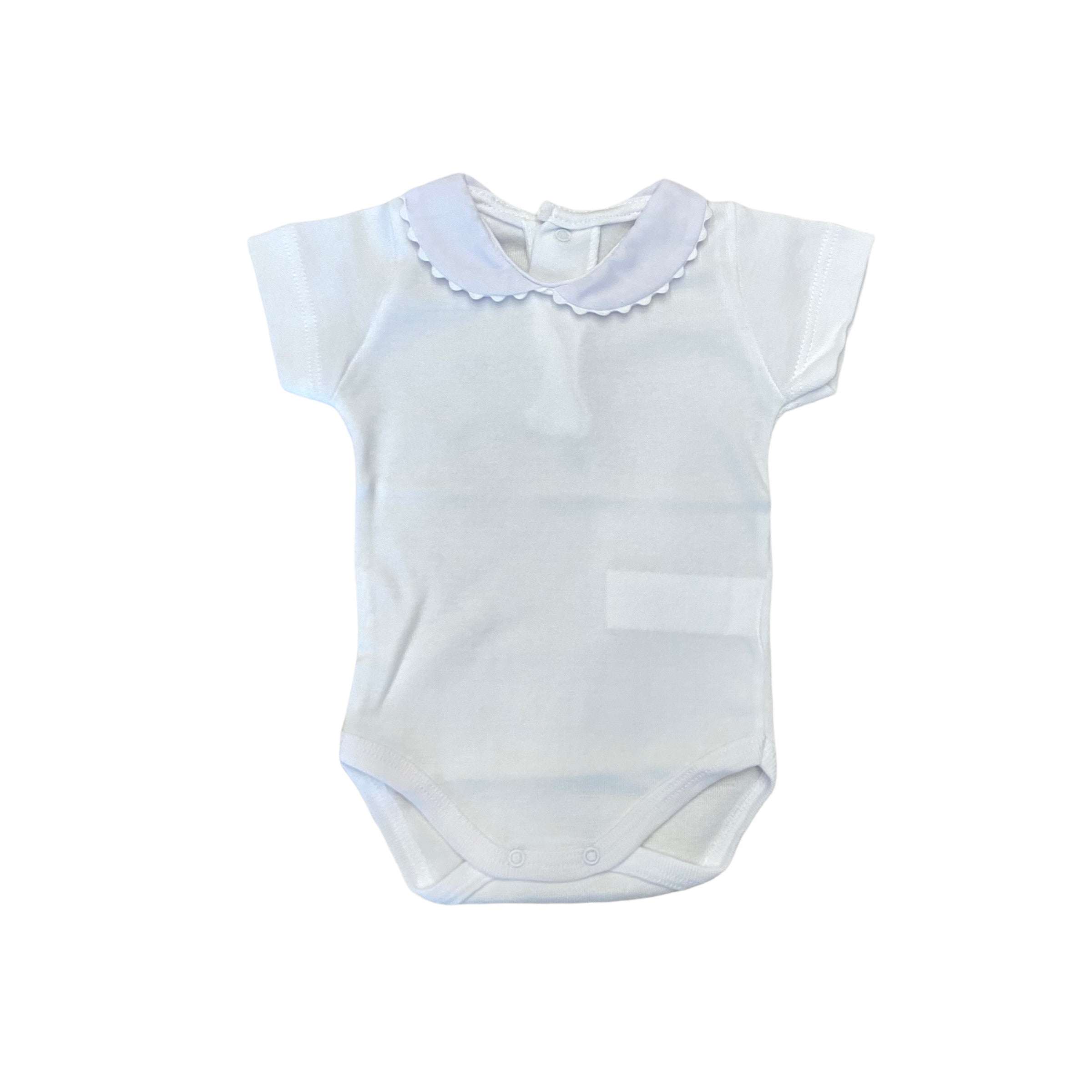 Body Mezza Manica Collo Tondo Con Rifiniture Bianco In Cotone Unisex CALAMARO 19019 - CALAMARO - LuxuryKids