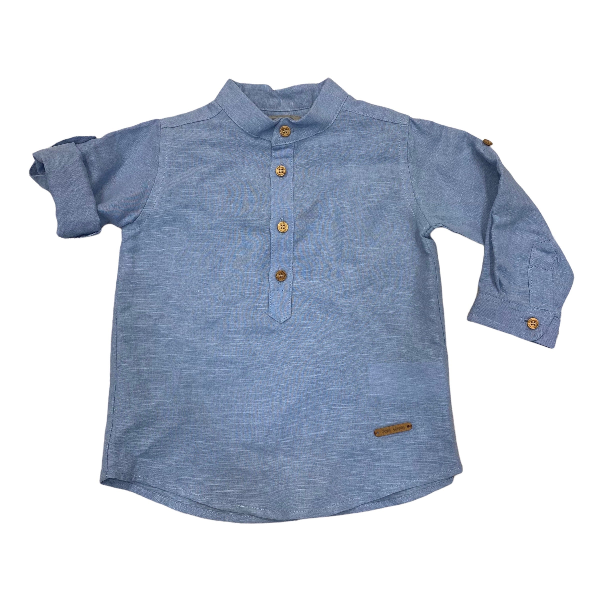 Camicia Manica Lunga In Lino Collo Coreano Semplice Bambino JOSè VARON 42177 - JOSè VARON - LuxuryKids