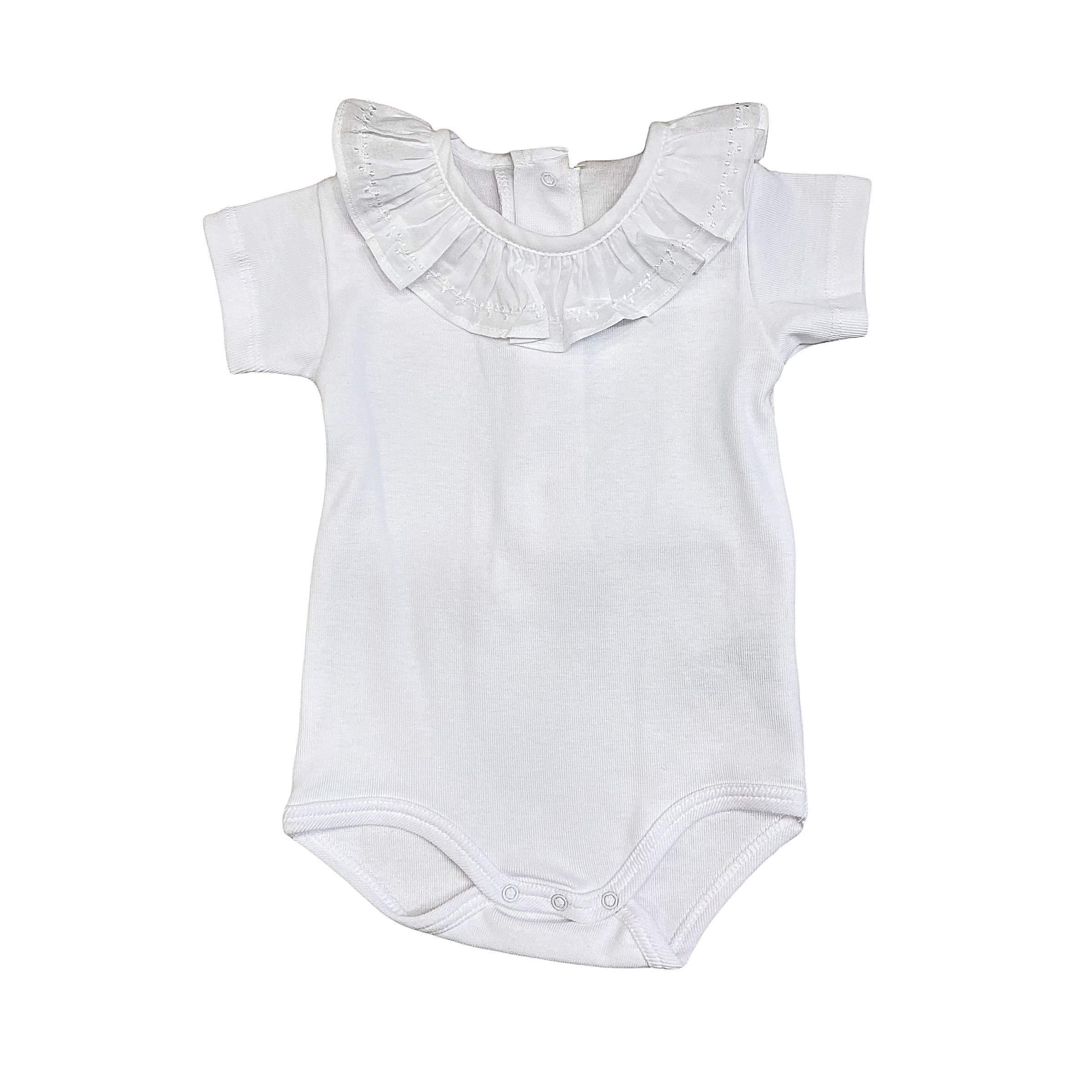 Body Neonata In Cotone Con Coletto in Ruches Ricamato Wedoble 11616R - WEDOBLE - LuxuryKids