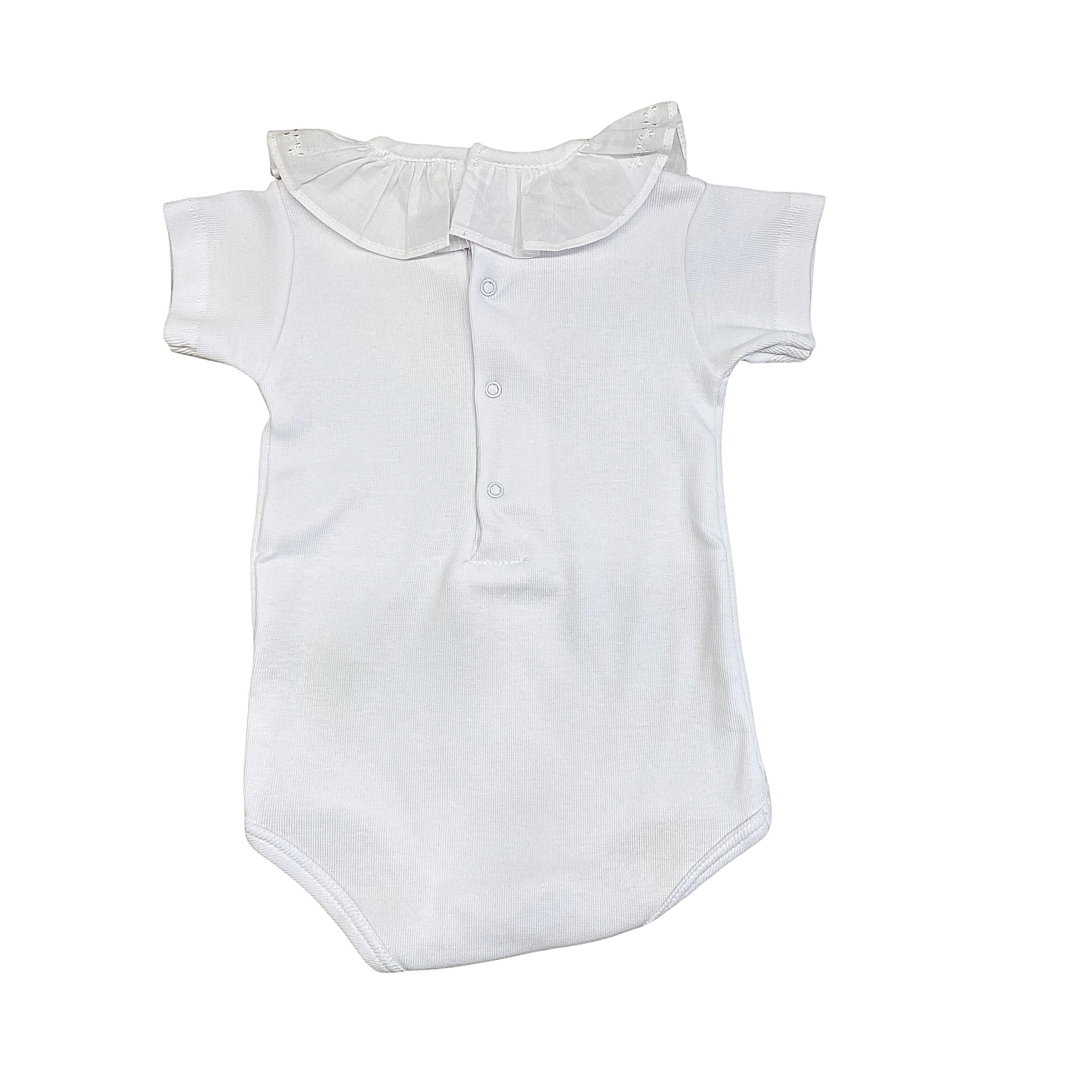 Body Neonata In Cotone Con Coletto in Ruches Ricamato Wedoble 11616R - WEDOBLE - LuxuryKids