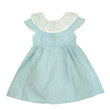 Vestito Casual Collo Ruches Verde Pastello In Cotone Bambina BABIDU 92440 - BABIDU - LuxuryKids