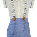 Completo Camicia E Pagliaccetto In Cotone Azzurro Neonato LA SARTORIA DEI PICCOLI LPC1151 - LA SARTORIA DEI PICCOLI - LuxuryKids