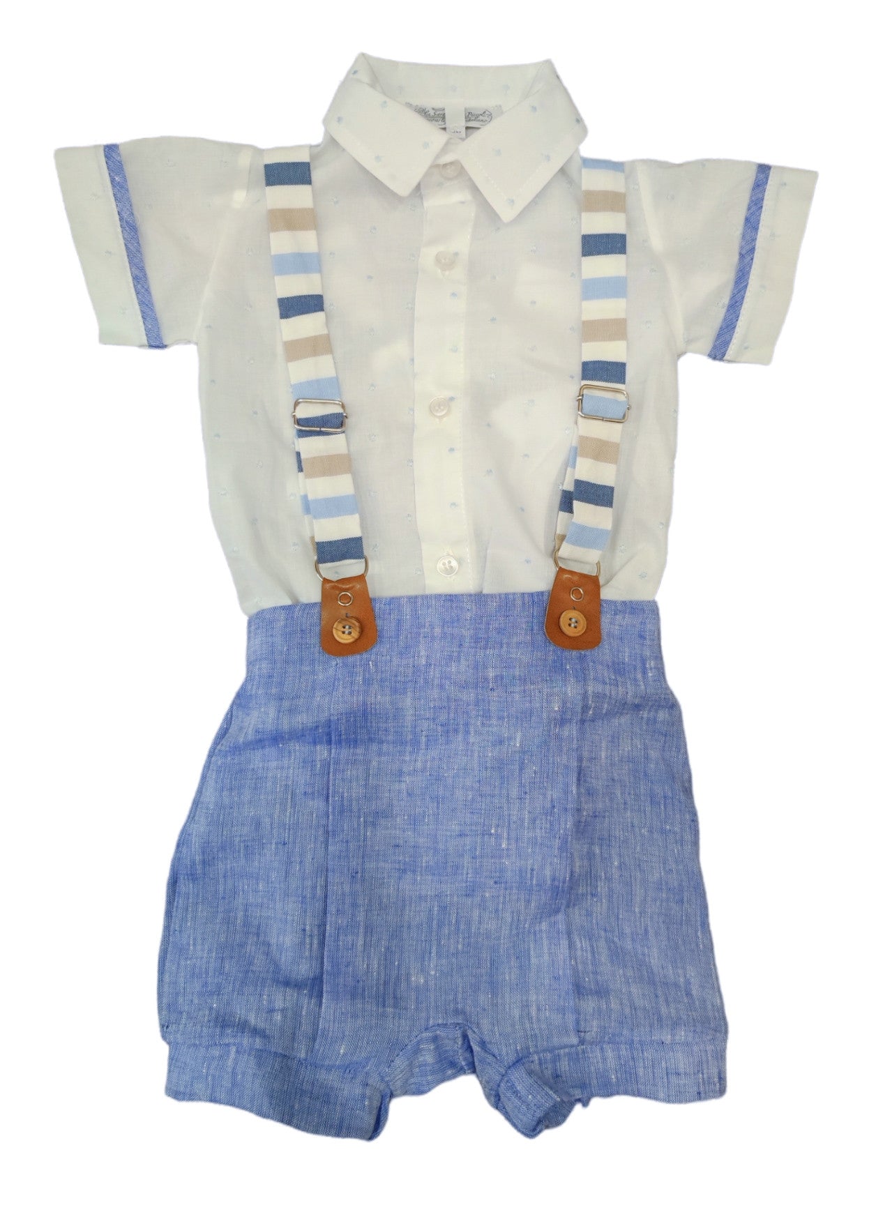 Completo Camicia E Pagliaccetto In Cotone Azzurro Neonato LA SARTORIA DEI PICCOLI LPC1151 - LA SARTORIA DEI PICCOLI - LuxuryKids