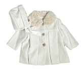 Cappotto Svasato Con Cuffia E Colletto In Panno Neonata DEL SUR 3991C - DEL SUR - LuxuryKids