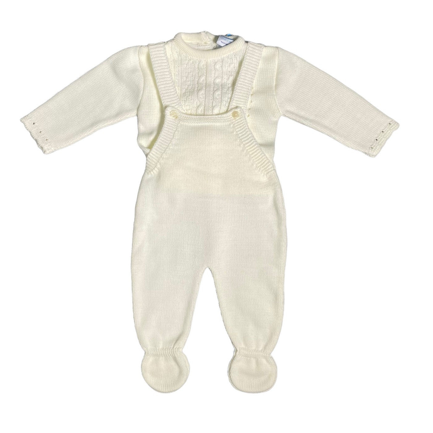 Completo Con Salopette E Maglioncino Panna Neonato-a SARDON RF734 - SARDON - LuxuryKids