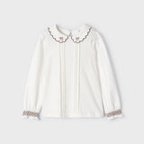 Blusa Manica Lunga Con Ricamo E Collo Tondo Ricamato Bambina MAYORAL 4190 - MAYORAL - LuxuryKids