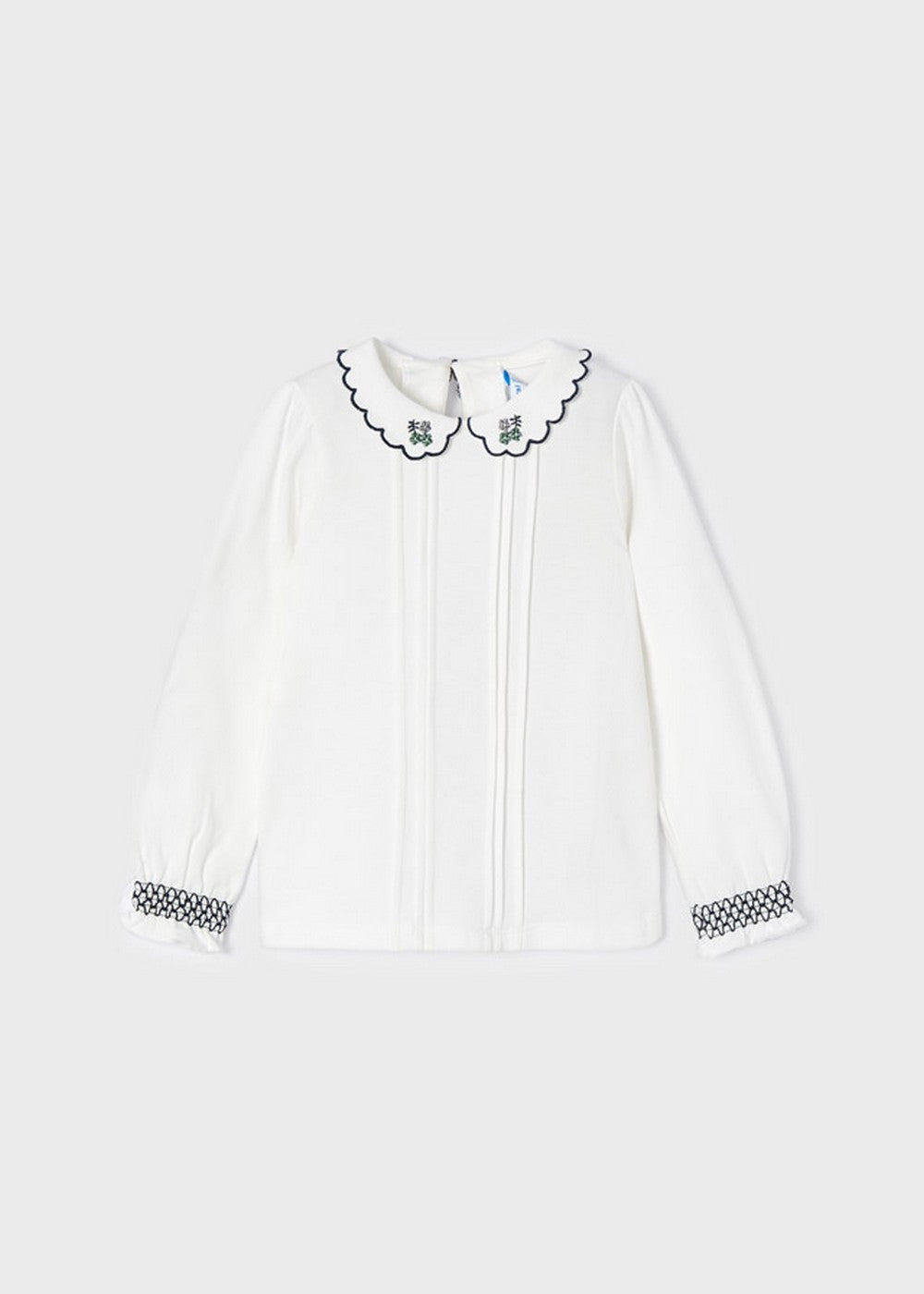 Blusa Manica Lunga Con Ricamo E Collo Tondo Ricamato Bambina MAYORAL 4190 - MAYORAL - LuxuryKids