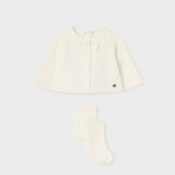 Cardigan Lungo Con Calzamaglia In Caldo Cotone Neonata MAYORAL 2394 - MAYORAL - LuxuryKids