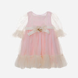 Abito Manica 3/4 in Tulle Rosa Neonata PATACHOU 3633289