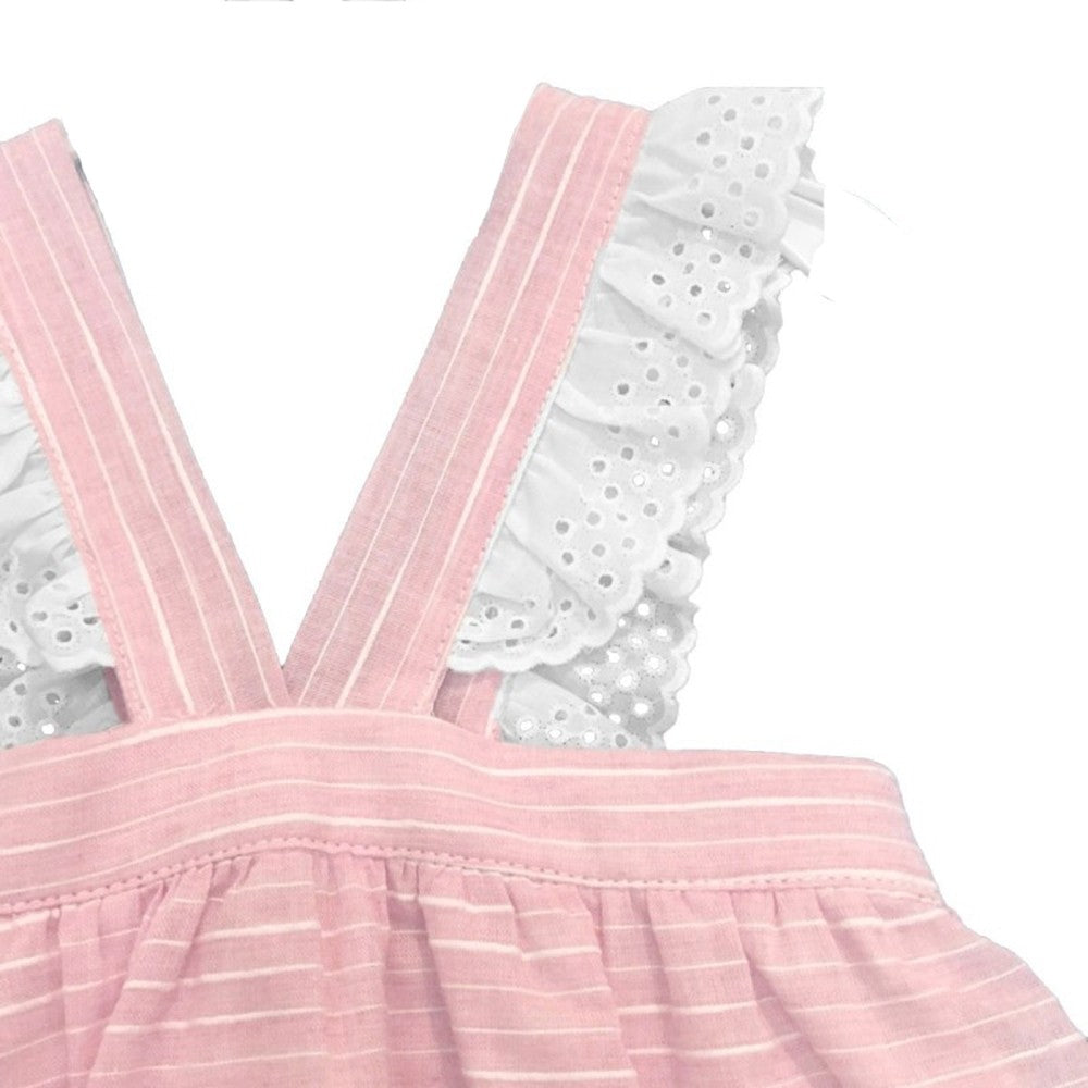 Abito a Righe in Cotone Rosa-Bianco con Culotte Neonata Paloma de la O MV8CJ1 - PALOMA DE LA O - LuxuryKids