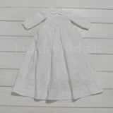 Abito Battesimale Longuette in Lino Bianco Neonata Creazioni Luana 153 - CREAZIONI LUANA - LuxuryKids
