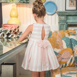 Abito Smanicato in Cotone A righe Bambina YOEDU 0510